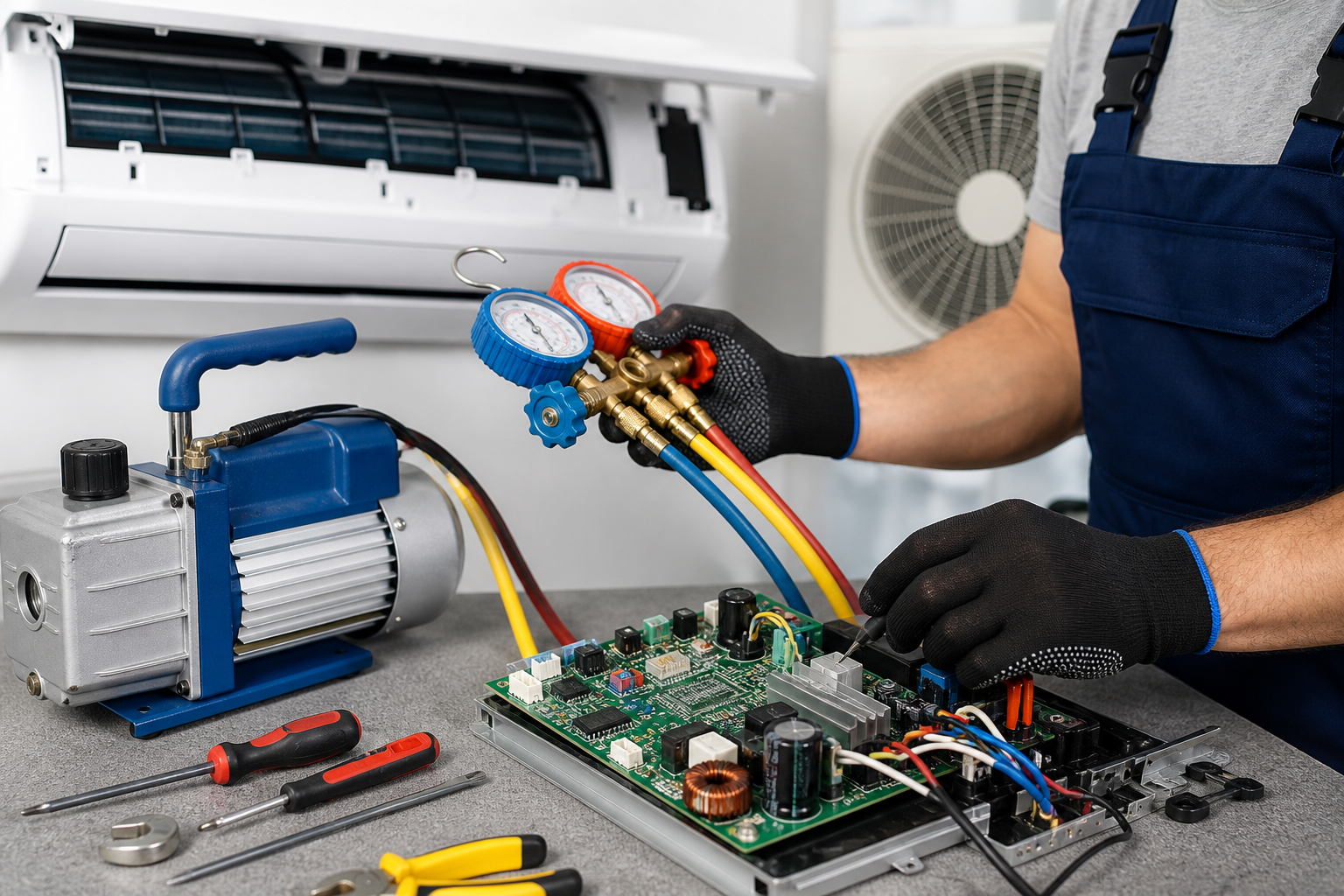 Recarga de gas y reparación de placas electrónicas